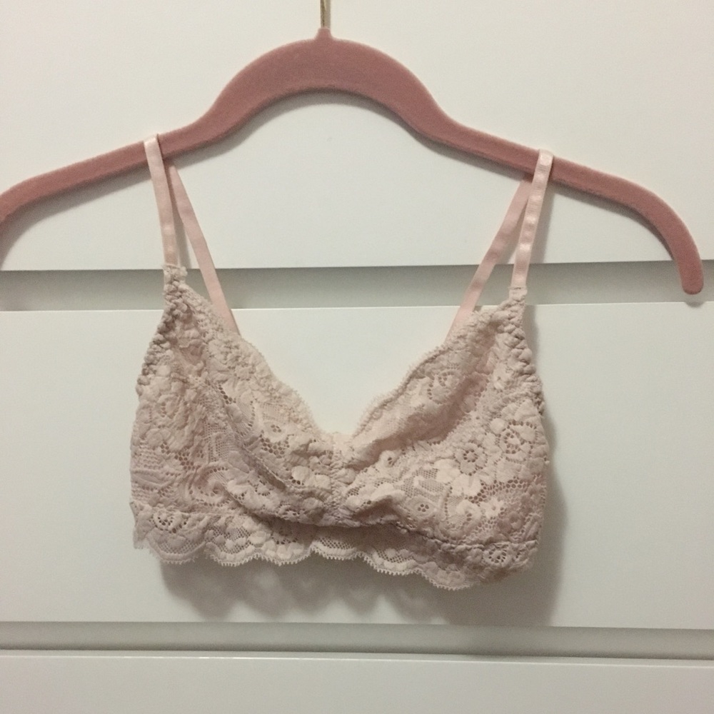 New Light Pink Cinched Lace Bralette